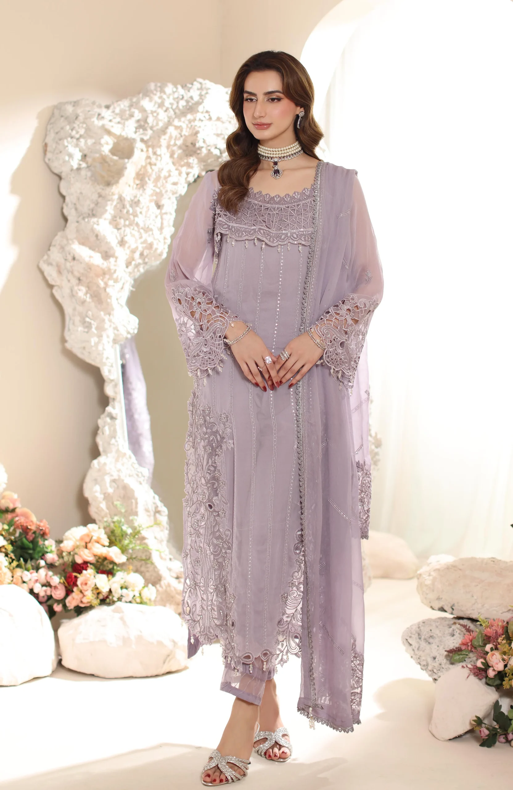 ELOR Chiffon Sequin Embroidered 3 Piece Unstitched Formal Suit