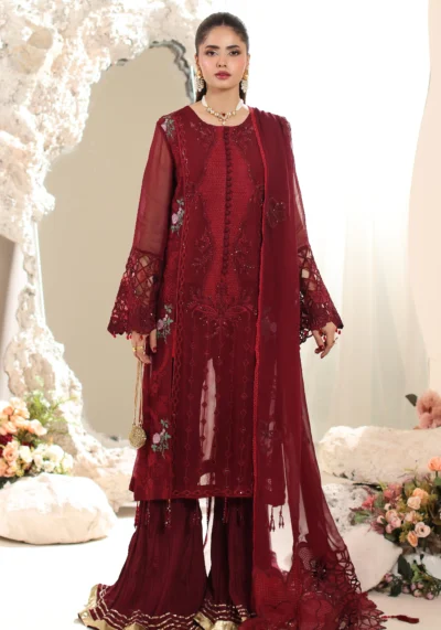 ELOR AZF-25-01 Chiffon 3PC – Embroidered Formal Suit with Organza Dupatta