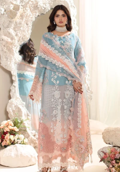 ELOR AZF-25-08 Chikankari Chiffon Sequin Embroidered 3 Piece Unstitched Formal Suit