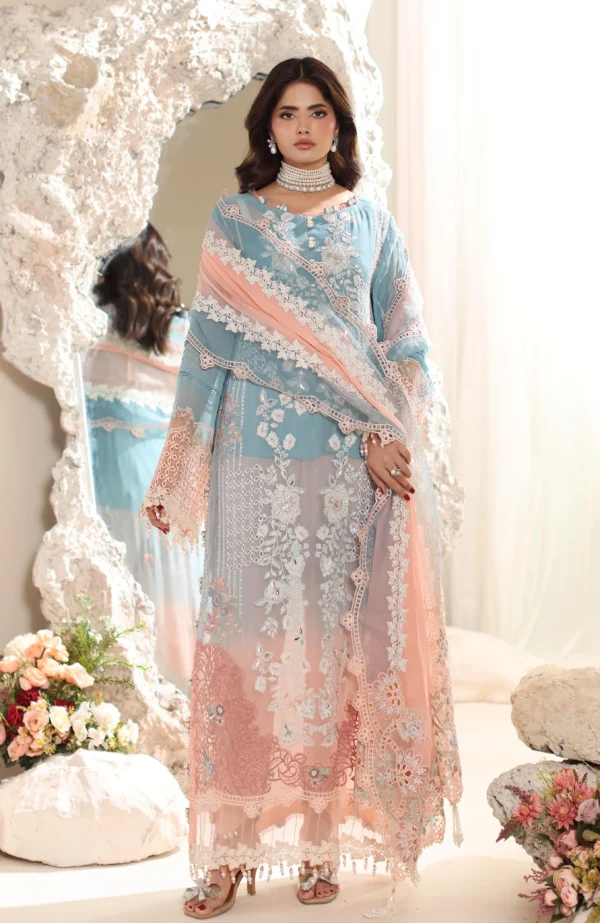 ELOR AZF-25-08 Chikankari Chiffon Sequin Embroidered 3 Piece Unstitched Formal Suit