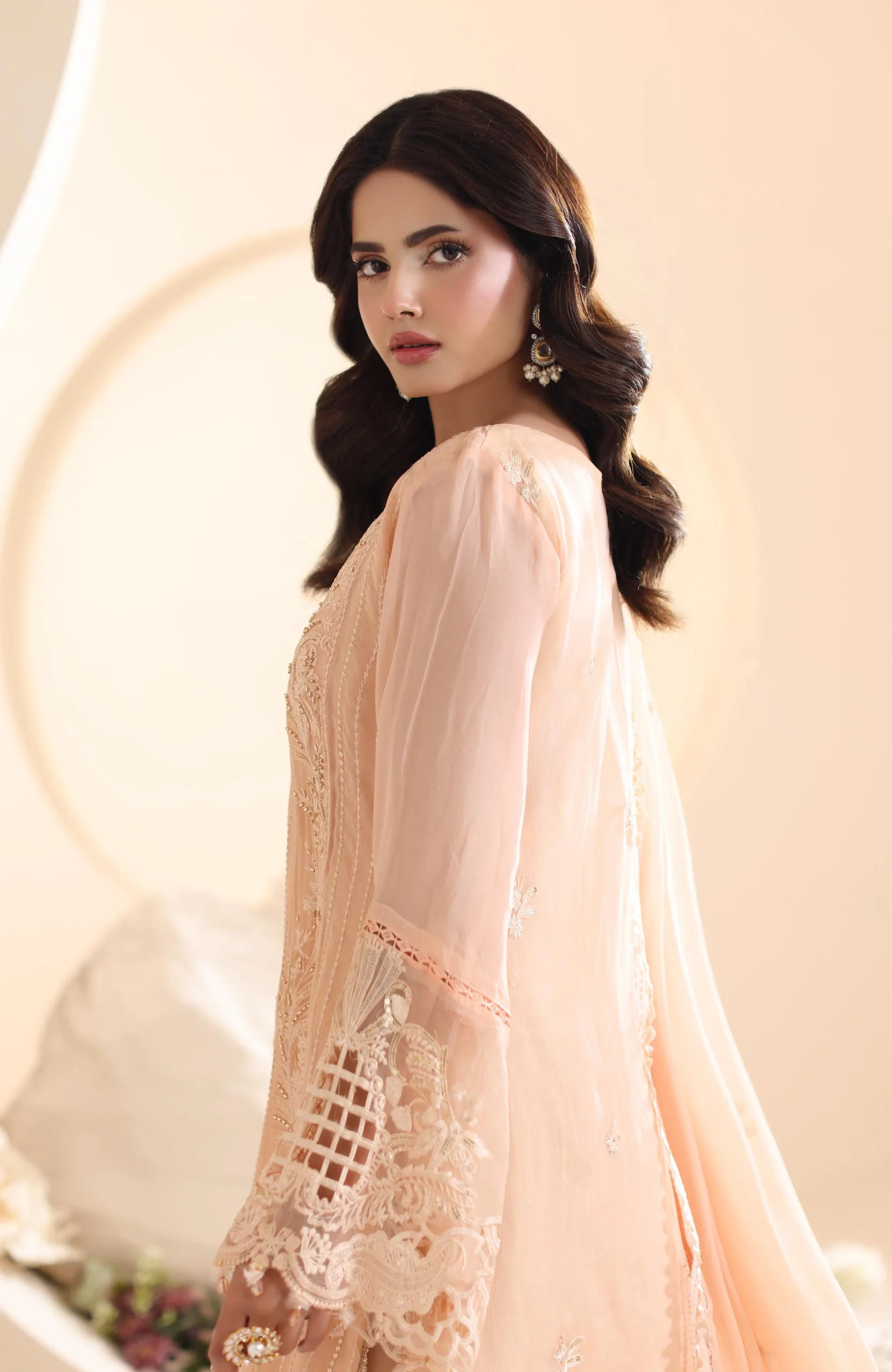 ELOR AZF-25-10 Chiffon Embroidered Sequin 3 Piece Unstitched Formal Suit - Image 4