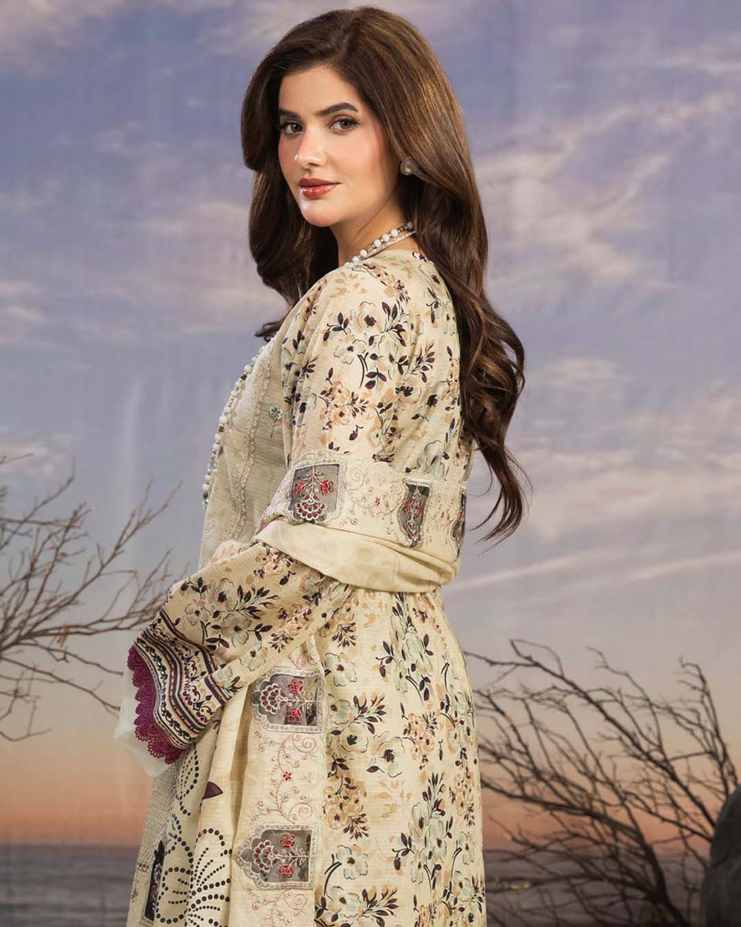 Bin Naeem Bana Dora 3PC – Applic Cutwork Embroidered Eid Suit - Image 2
