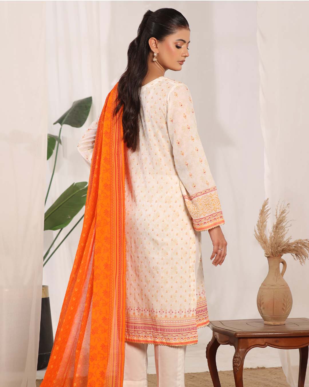 MJ Banarsi Signature Lawn 3PC – Gold Paste Print Summer Suit - Image 2