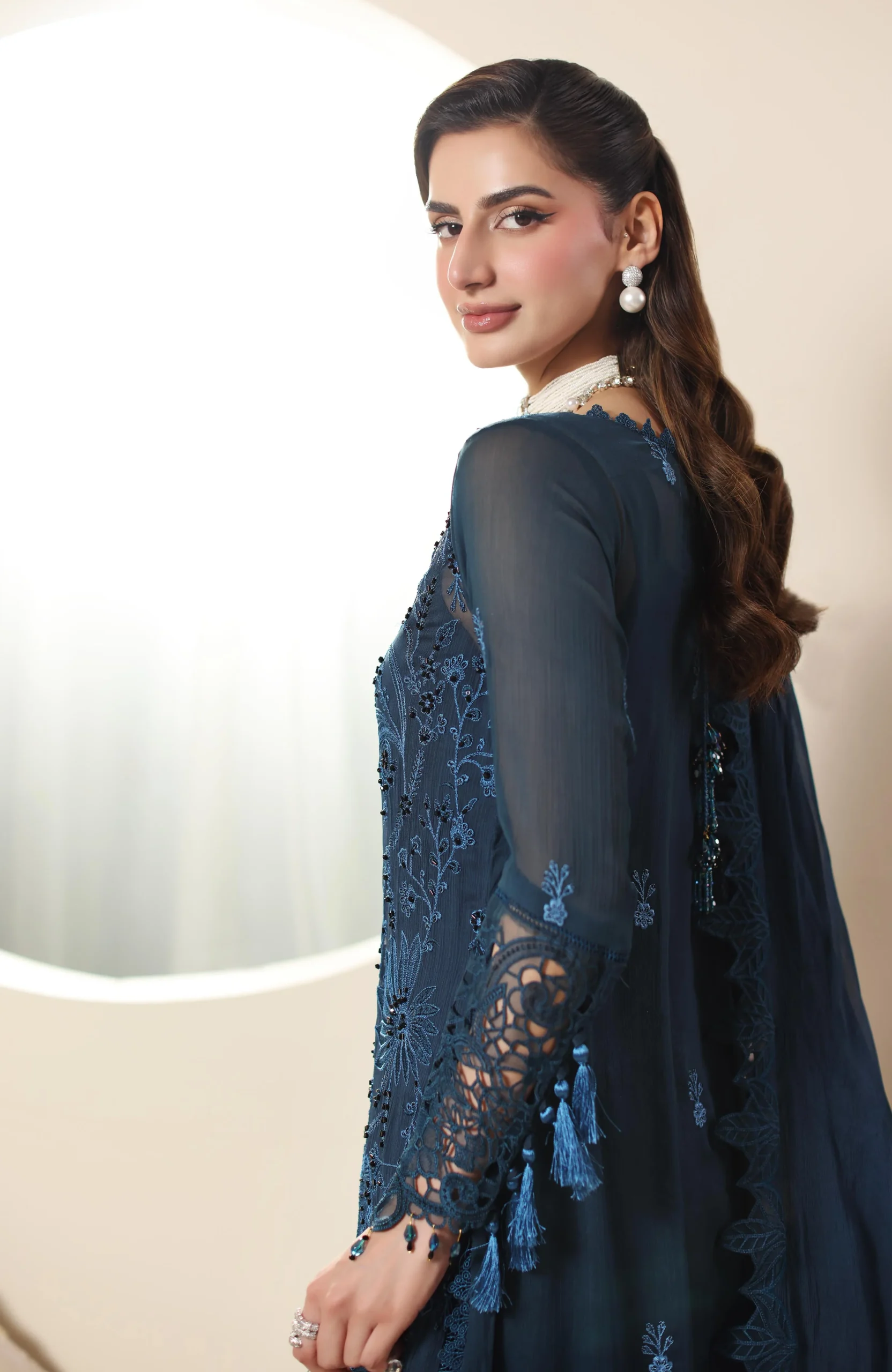 ELOR Chiffon Sequin Embroidered 3 Piece Unstitched Formal Suit AZF-25-05 - Image 3