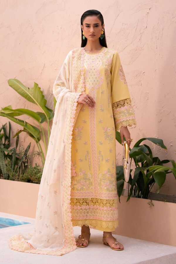 Marjjan Eid Lawn Collection 3 Piece Heavy Embroidered Chikankari Suit with Chiffon Dupatta