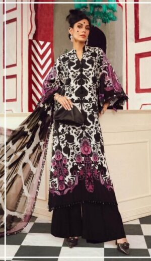 Maria B MPT-2704-B Lawn 3PC – Printed Suit with Chiffon Dupatta