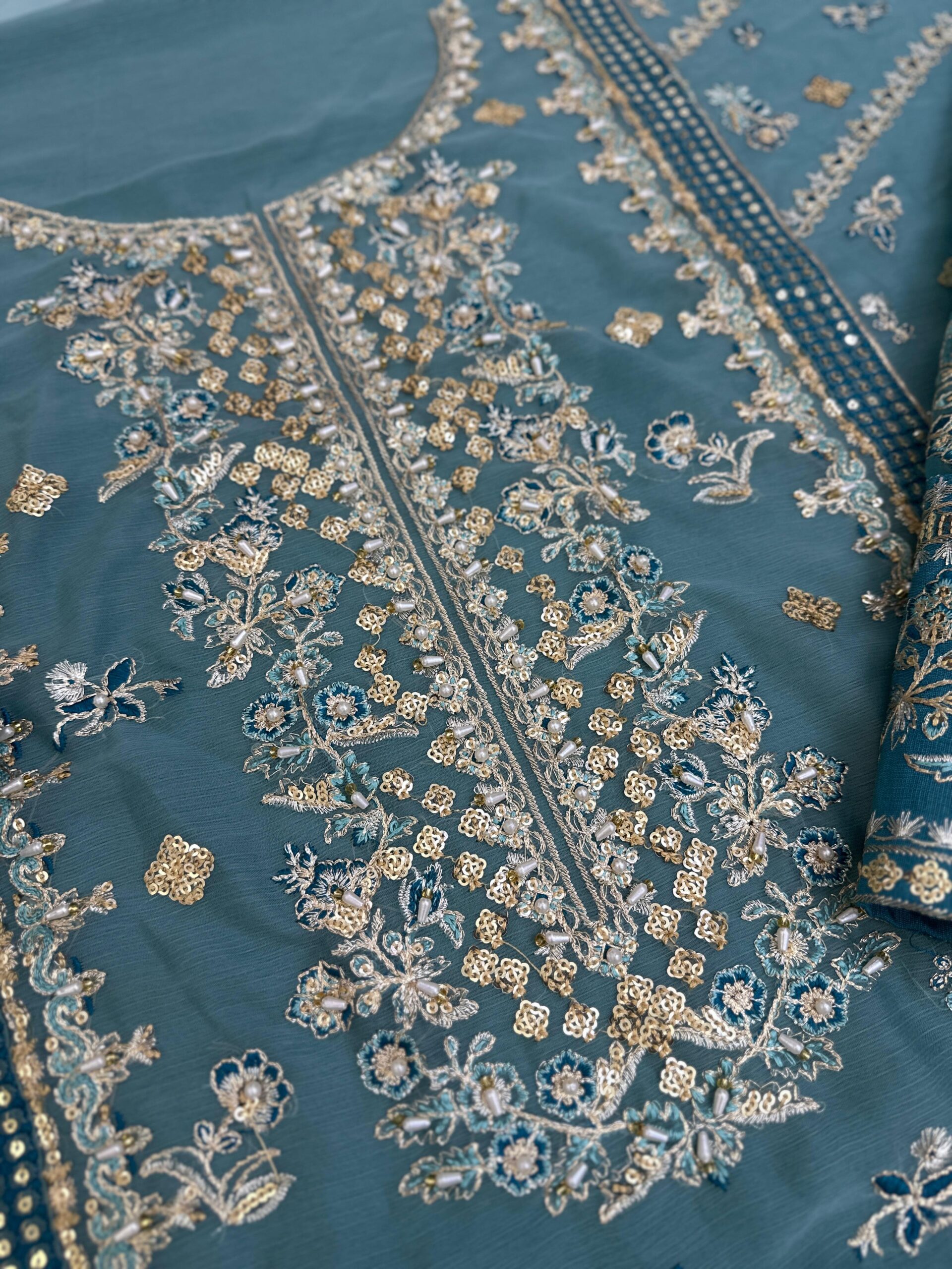 Charizma Chiffon Embroidered 3 Piece Suit with Net Dupatta - Image 5