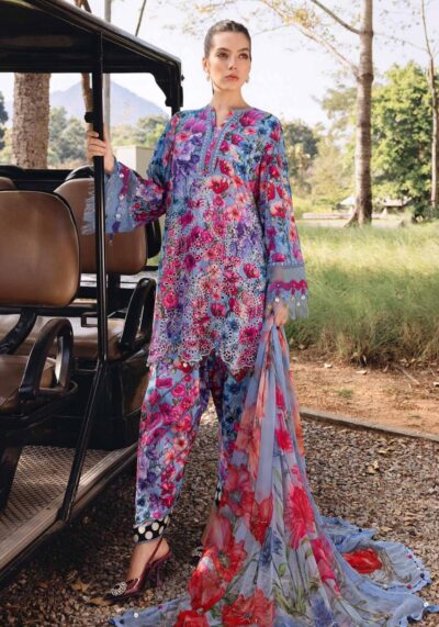 Maria B M Print Lawn 2026 – 3PC Schiffli Embroidered Suit