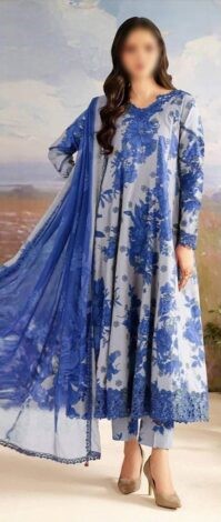 Iznik Digital Printed Luxury Lawn 2026 – 3PC Embroidered Suit with Chiffon Dupatta