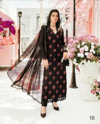Maria B Premium Eid Edit Cotton 3PC – Full Heavy Chikankari Embroidered Suit with Silk Dupatta