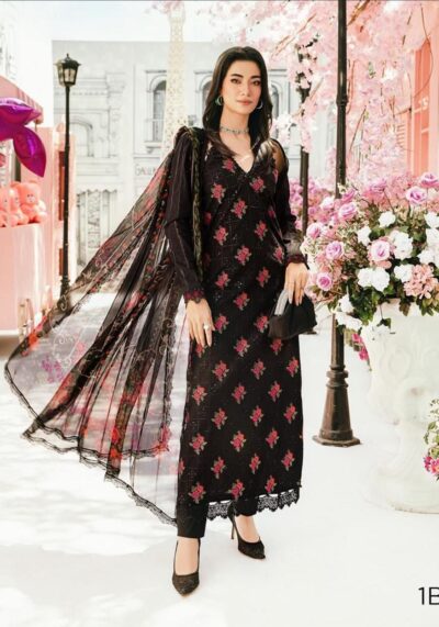 Maria B Premium Eid Edit Cotton 3PC – Full Heavy Chikankari Embroidered Suit with Silk Dupatta