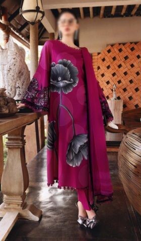 Maria B MPrints Lawn 2026 – 3PC Embroidered Suit with Chiffon Dupatta
