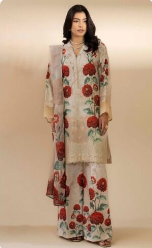 Adan Libas D-1608 Lawn 3PC – Digital Print Chikankari with Bamber Chiffon Dupatta