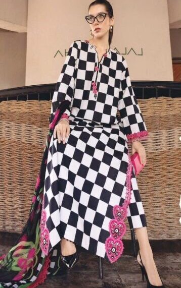 Maria B M Print Lawn 2026 – 3PC Heavy Spangle Embroidered Suit