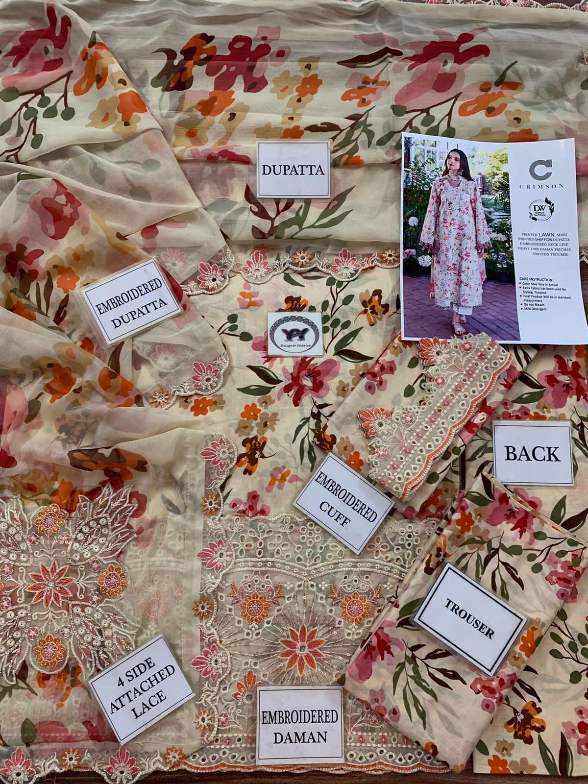 Crimson Hit Code 1066 Lawn 3PC – Embroidered Suit with Chiffon Dupatta - Image 5