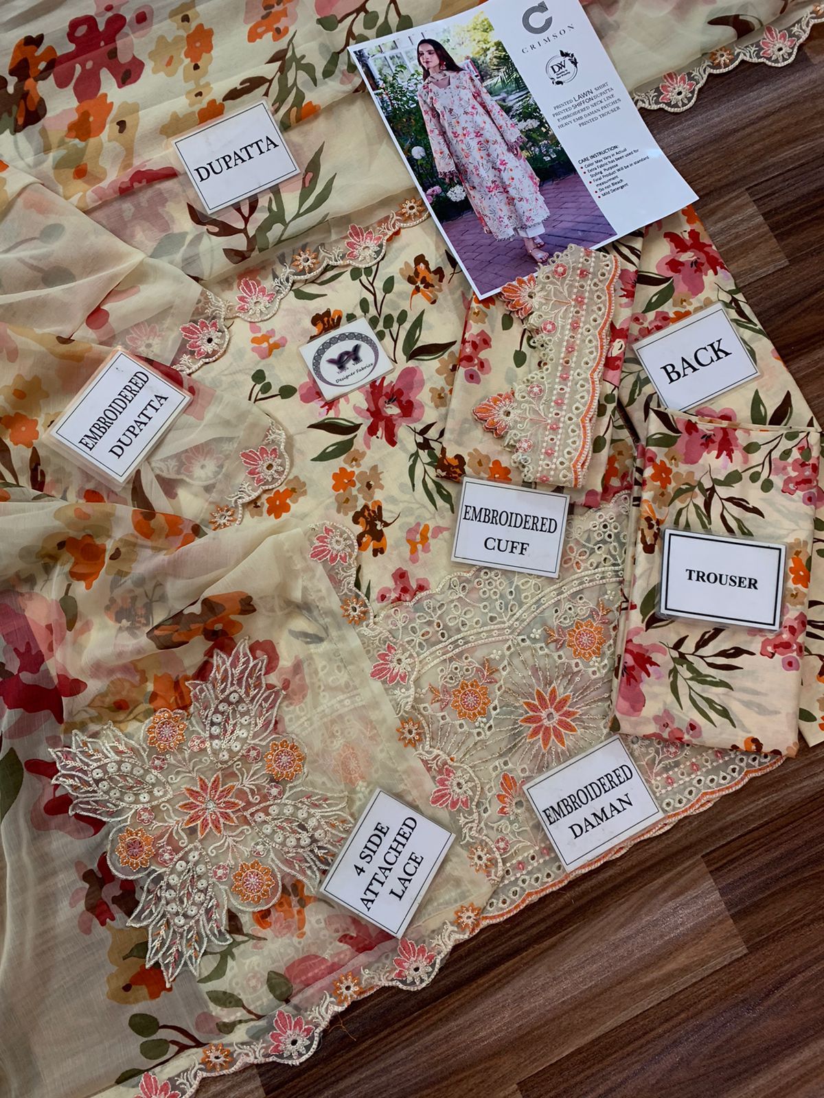 Crimson Hit Code 1066 Lawn 3PC – Embroidered Suit with Chiffon Dupatta - Image 3