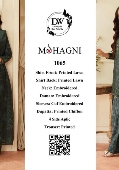 Mohagni 1065 Lawn 3PC – Embroidered Suit with Chiffon Dupatta