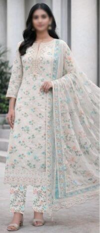 Agha Noor 1060 Lawn 3PC 2026 – Embroidered Suit with Digital Chiffon Dupatta