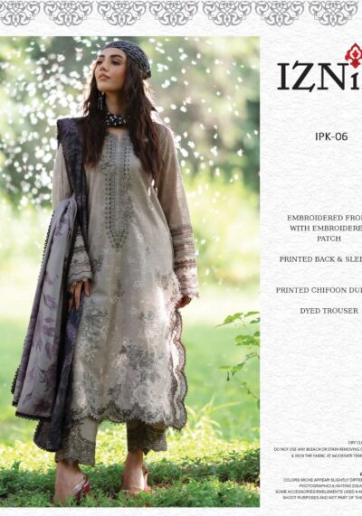 Iznik IPK-06 Lawn 3PC – Embroidered Printed Suit with Chiffon Dupatta