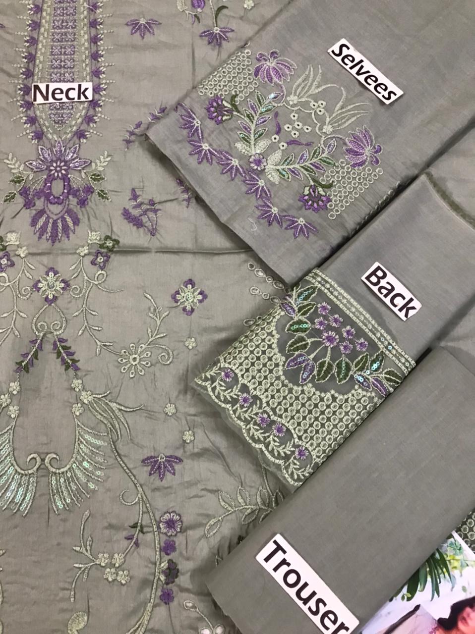 Luxury Embroidered Lawn Replica 3PC – Chiffon Dupatta - Image 6