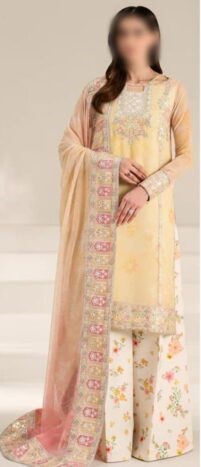 Maria B Lawn 3PC – Embroidered Panel Suit with Chiffon Dupatta (Sale)