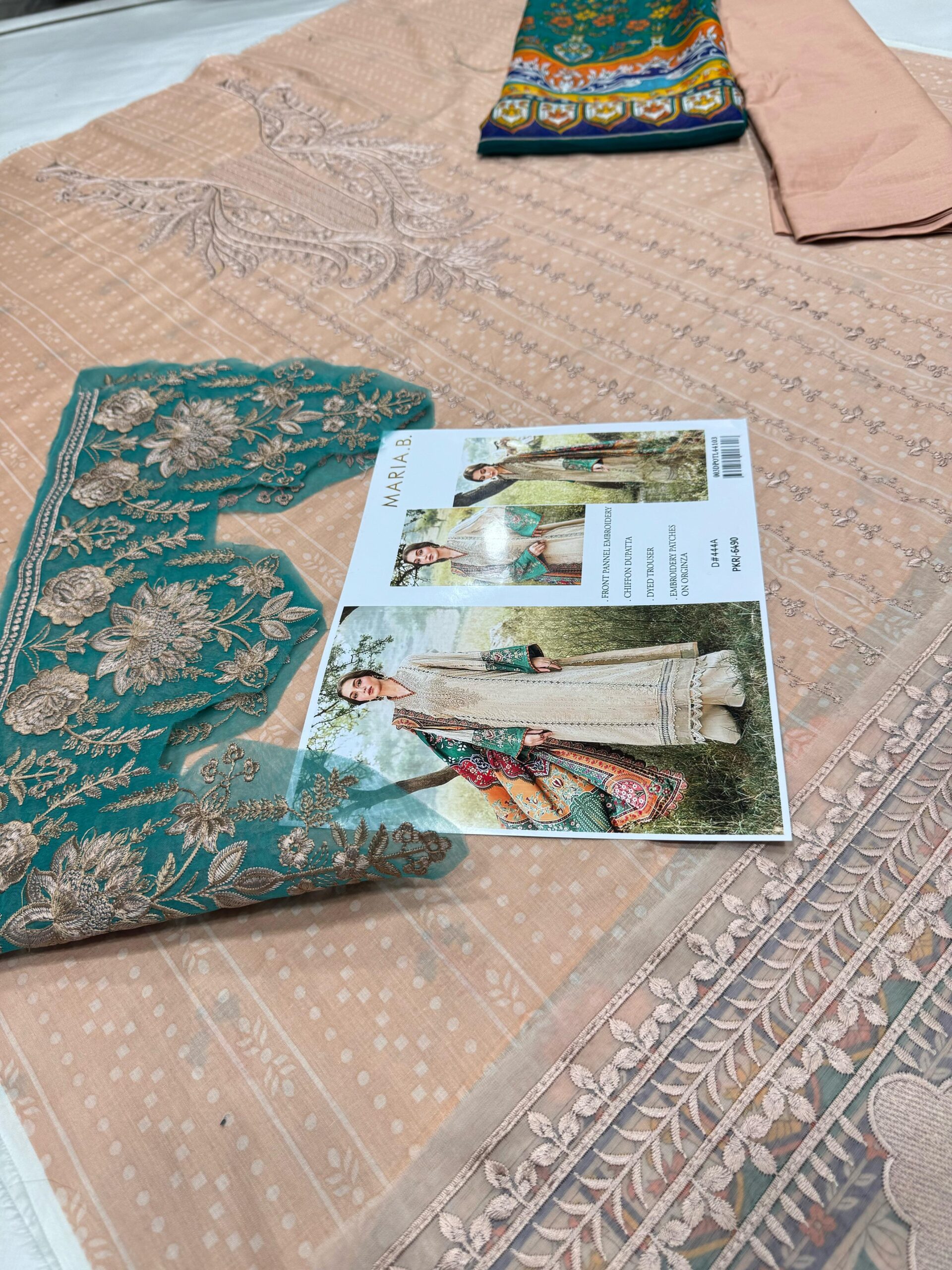 Maria B Lawn 3PC – Embroidered Panel Suit with Chiffon Dupatta (Sale) - Image 4