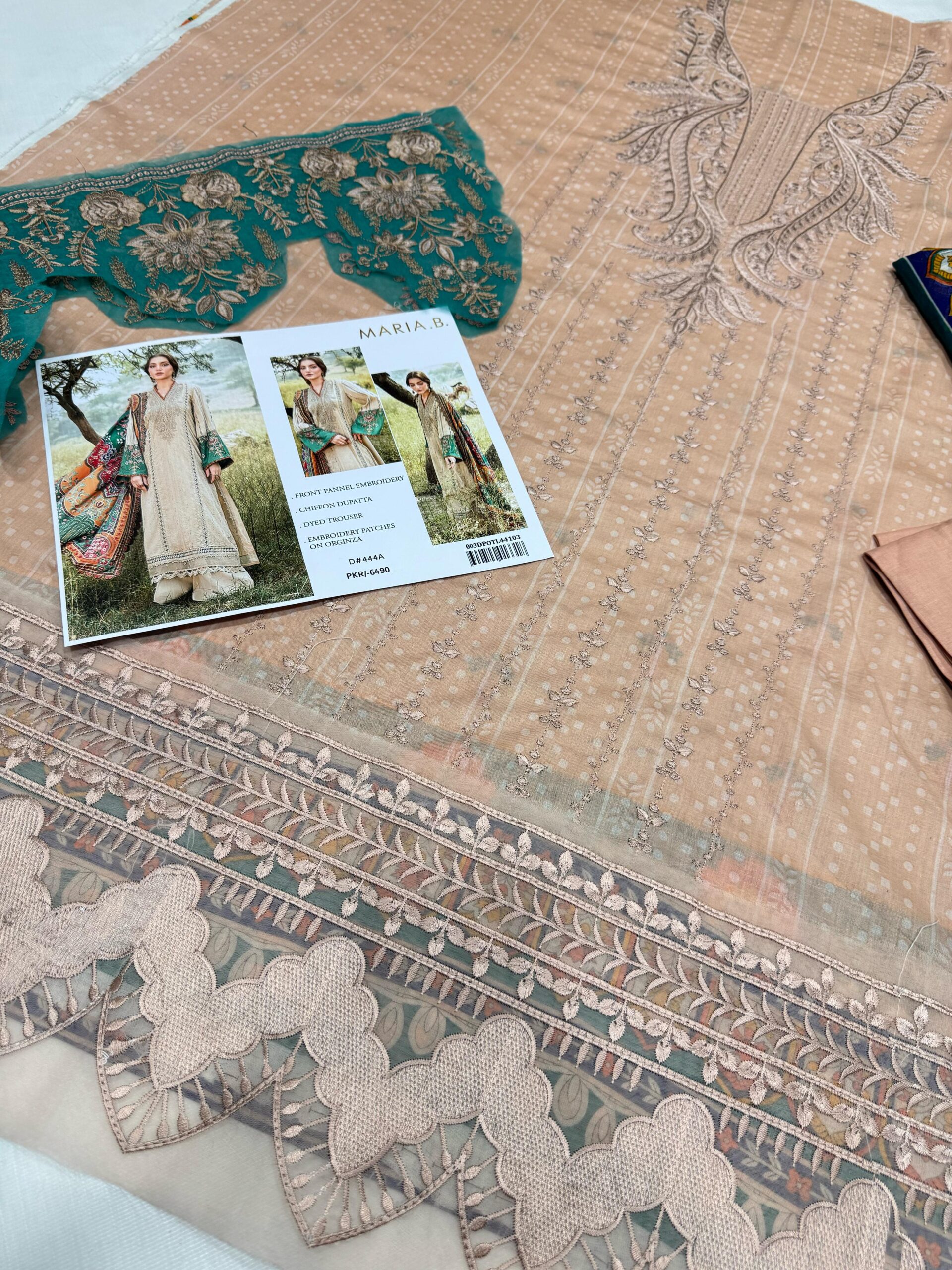 Maria B Lawn 3PC – Embroidered Panel Suit with Chiffon Dupatta (Sale) - Image 3