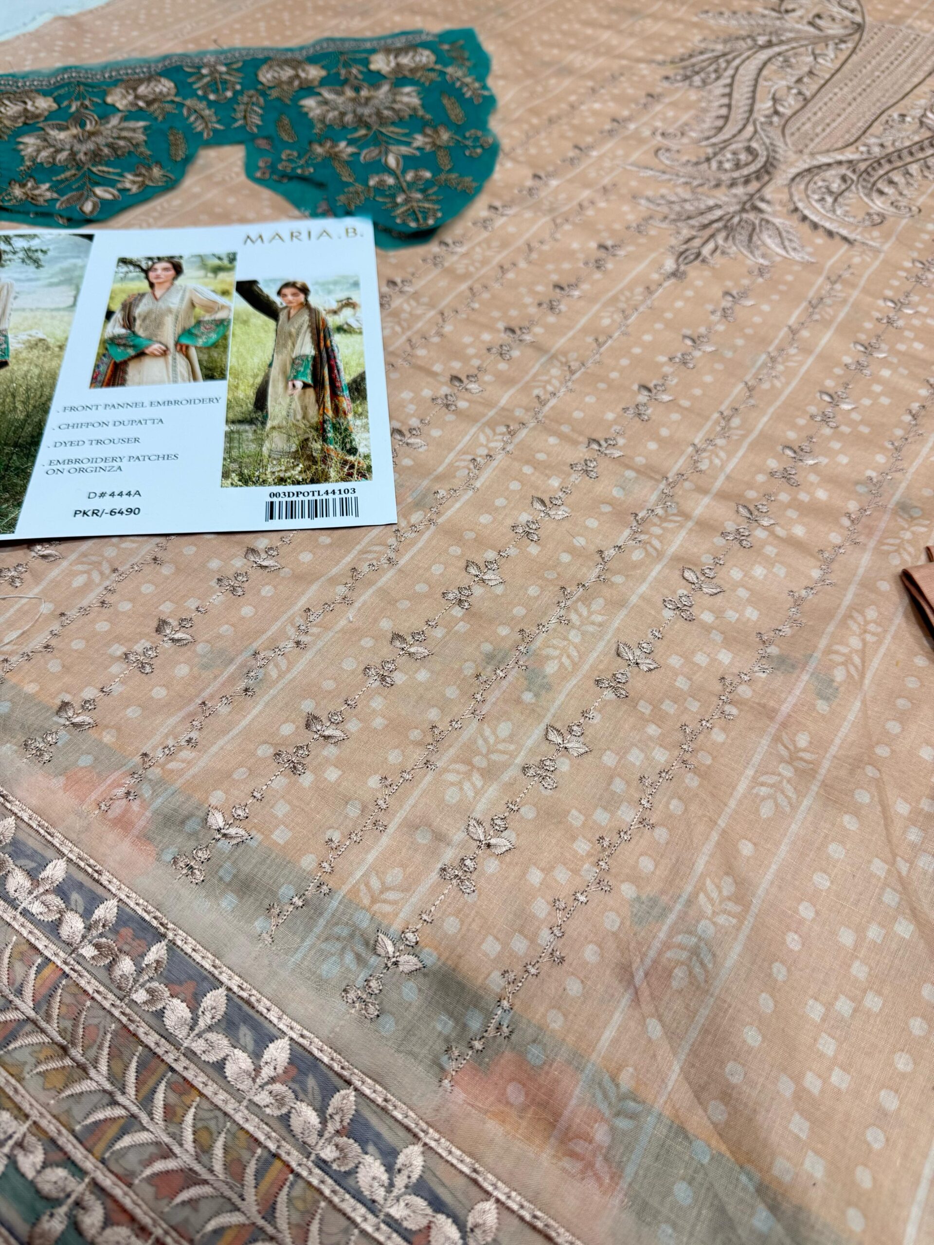 Maria B Lawn 3PC – Embroidered Panel Suit with Chiffon Dupatta (Sale) - Image 5