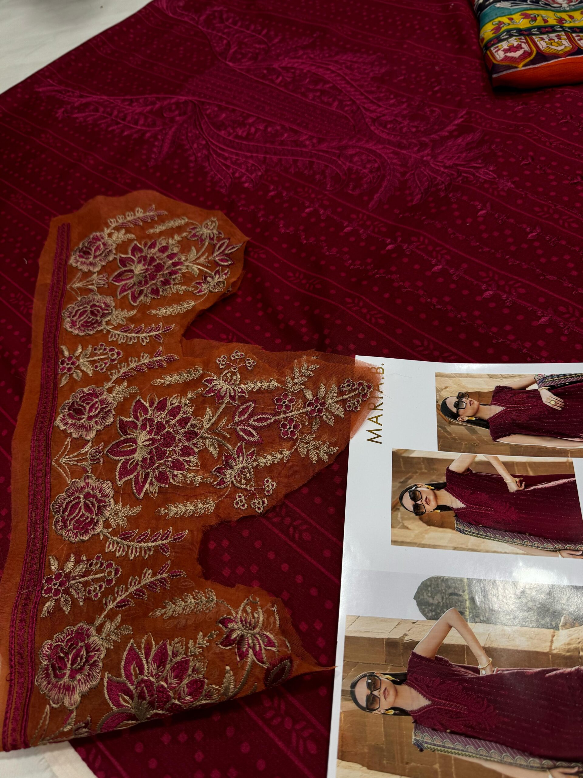 Maria B Lawn 3PC – Embroidered Panel Suit with Chiffon Dupatta (Sale) - Image 3