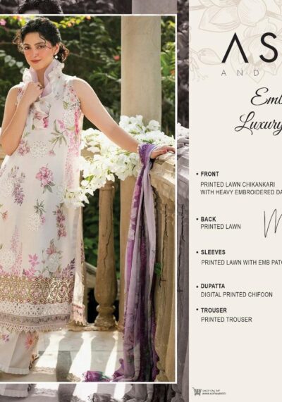 Asifa & Nabeel GKL-14 Lawn 3PC – Embroidered Suit with Chiffon Dupatta