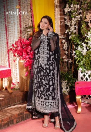 AJMJ 01 Jag Mag Collection Embroidered 3 Piece Suit  Black