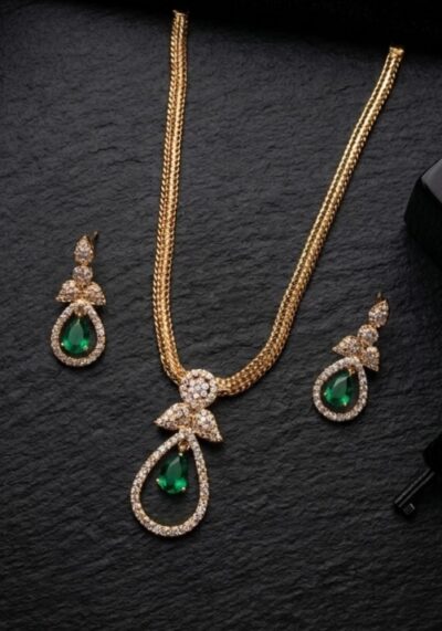 Luxe Necklace Set – South Indian Jewelry with Sparkling AD Zircon