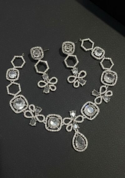 American Diamond Necklace Set – Elegant Multi-Color Sparkle