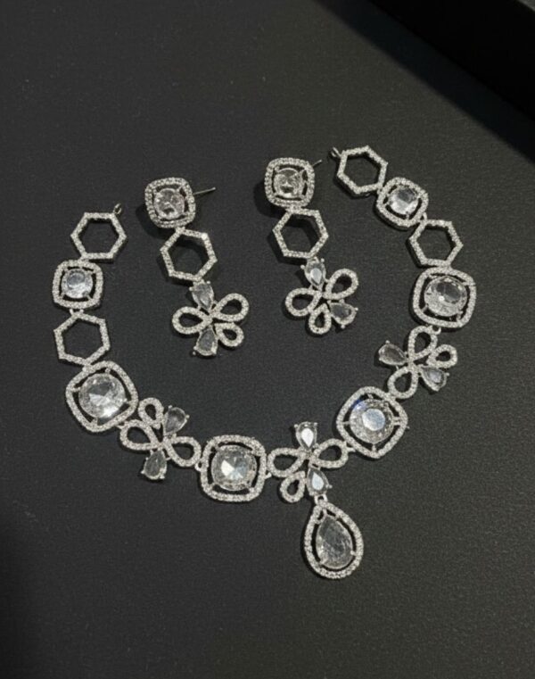 American Diamond Necklace Set – Elegant Multi-Color Sparkle