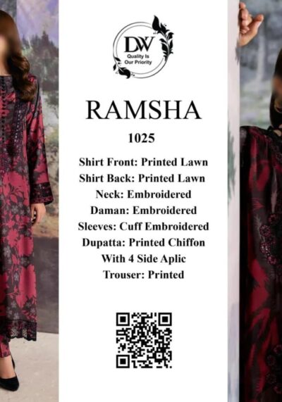 Premium Lawn 3-Piece Suit – RAMSHA