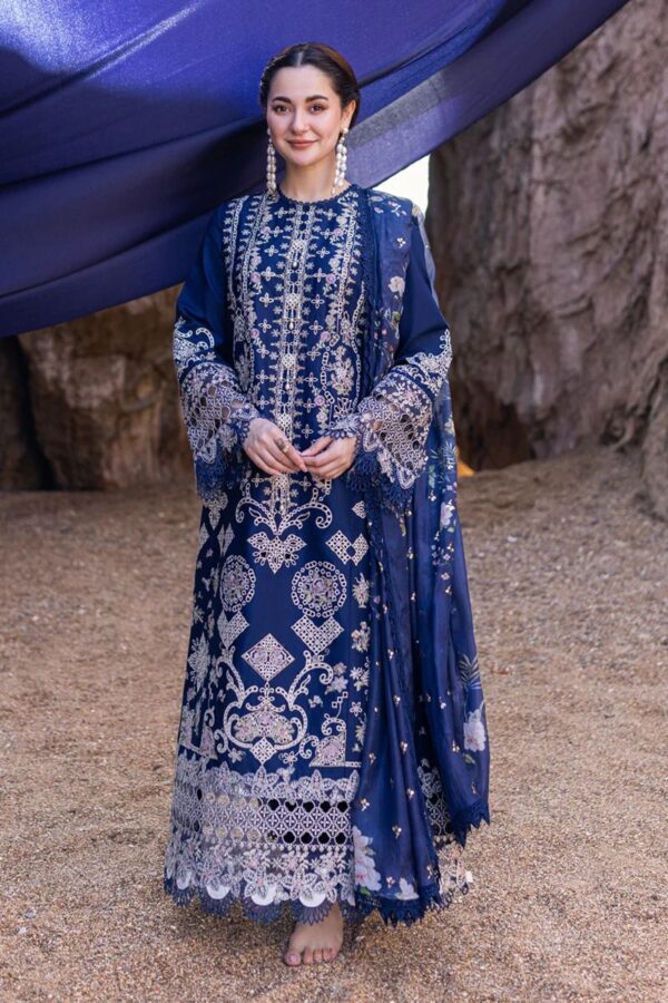Royal Blue Embroidered Cotton Suit – QALAMKAR