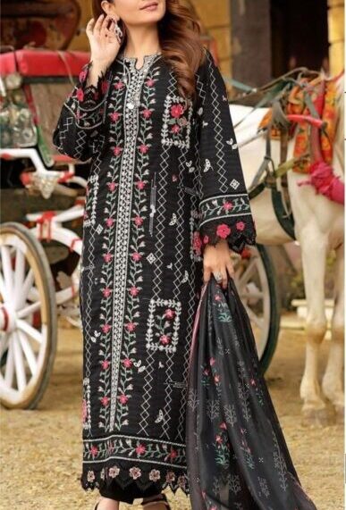 Embroidered Lawn & Chiffon Suit – BAROQUE