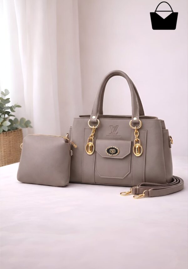 Chic Leather Shoulder Bag with Bonus Matching Pouch