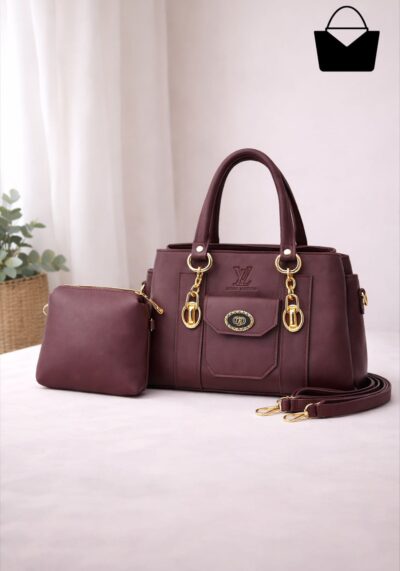 Modern Leather Shoulder Bag with Matching Pouch – Stylish & Practical