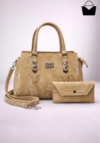 Modern Marble Texture Handbag Set – Premium Artificial Leather