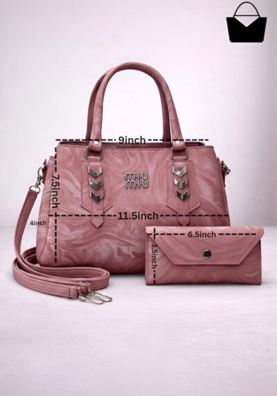 Modern Artificial Marble Leather Handbag Set  Premium Quality