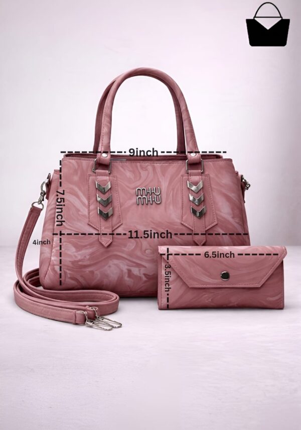 Modern Artificial Marble Leather Handbag Set  Premium Quality