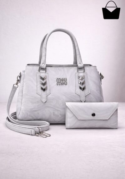 Stylish Artificial Marble Leather Handbag Set  Premium Finish