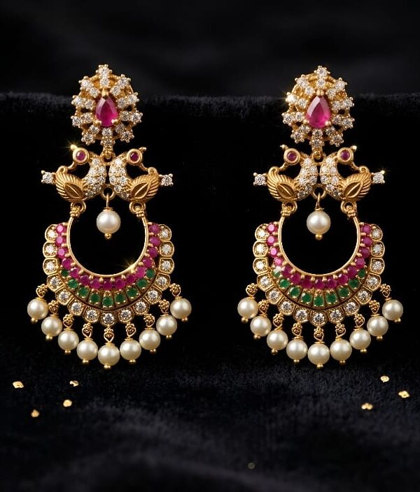 Elegant South Indian Temple Earrings  Traditional Bridal Jewelry