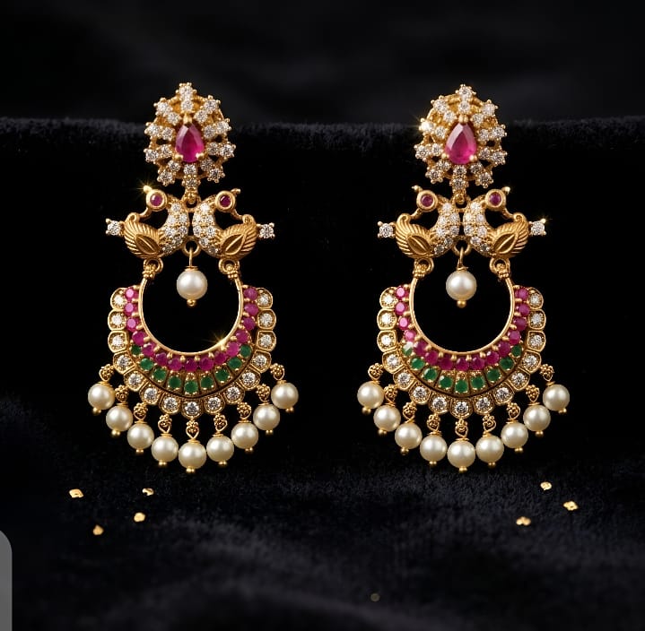 Elegant South Indian Temple Earrings Traditional Bridal Jewelry
