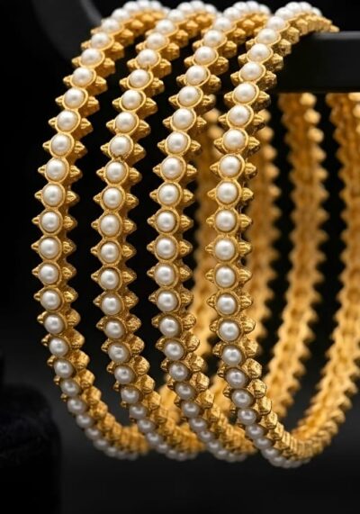 Rajwasi Moti Pearl Bangles Set (4 PCS)