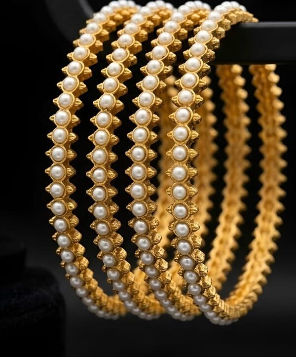 Rajwasi Moti Pearl Bangles Set (4 PCS)