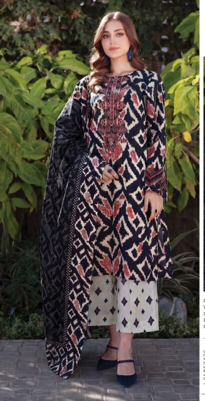 BAROQUE UF 4070 Lawn 3 Piece Suit  Alishan Embroidery Collection
