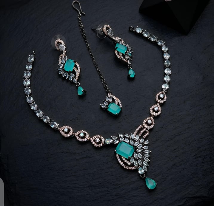 Zivara Dual Polish AD Necklace Set Elegant Designer Jewelry - Image 3