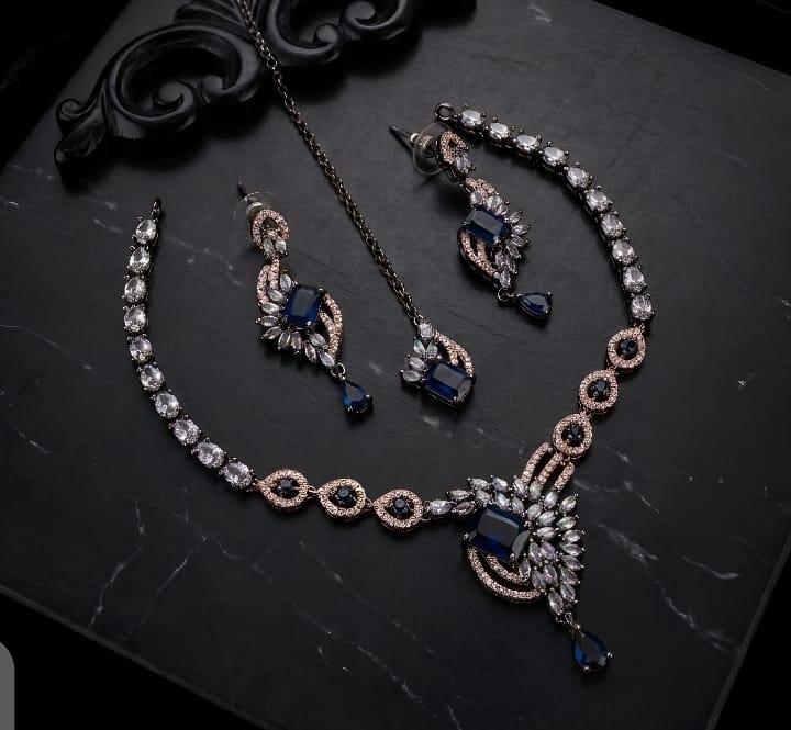 Zivara Dual Polish AD Necklace Set Elegant Designer Jewelry - Image 5